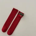 thumbnail image 2 of Wyobmus Baby Girl Christmas Cotton Knee High Socks Xmas Bow Stockings Ruffle Frilly Socks Toddler Little Girls Non Slip Sock C-Red*, 2 of 3