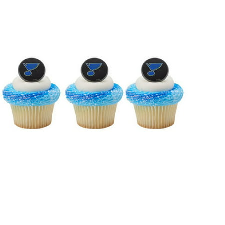 12 CUPCAKE topper RINGS new ST LOUIS BLUES hockey NHL party ANY occasion BIRTHDAY fan FAVORS cake DECORATIONS by MONKEYDOG