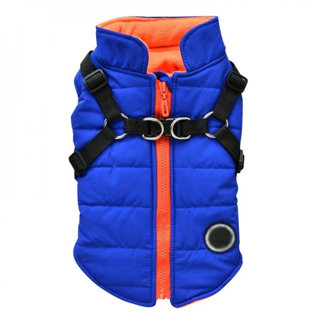 Pet Printed Cold Weather Coat Small Dog Vest Harness Puppy Winter 2 In 1 Outfit Warm Garment Jacket