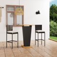 thumbnail image 1 of vidaXL 3 Piece Garden Bar Set with Cushions Poly Rattan Black, 1 of 5