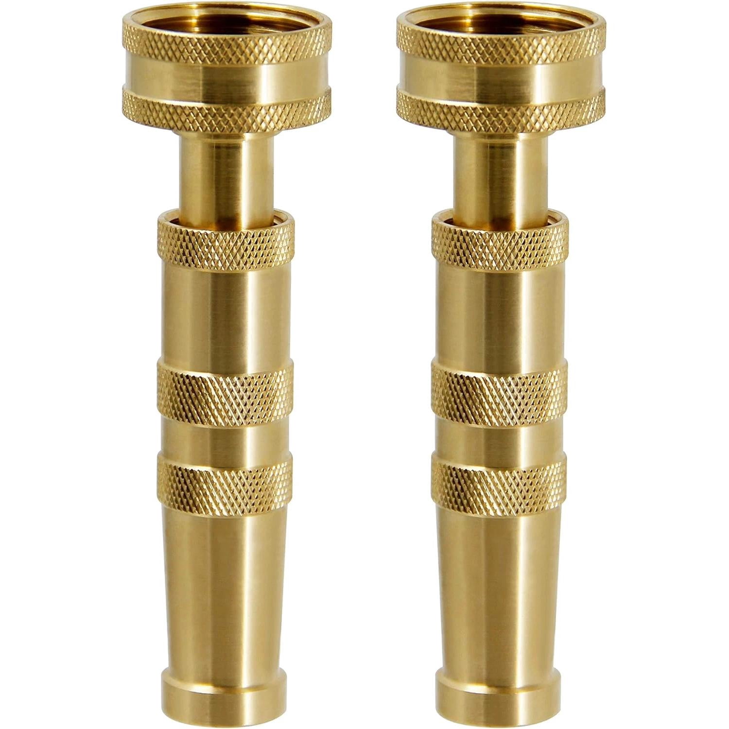 Brass Hose Nozzle, Heavy-Duty Brass Adjustable Twist Hose Nozzle, 2 Pack (4")