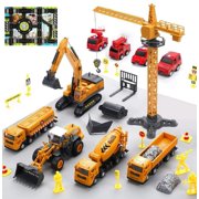 JoyStone Construction Vehicle Toy Engineering Truck Playset with Playmat, Crane, Excavator, Tractor,… — $26.98 (46% off)