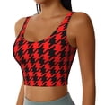 thumbnail image 2 of Goofa Retro red and Black Houndstooth Printed Sports Bras for Women, High Impact Running Bra Workout Crop Tank Tops Longline Sports Bra Push up-Large, 2 of 8