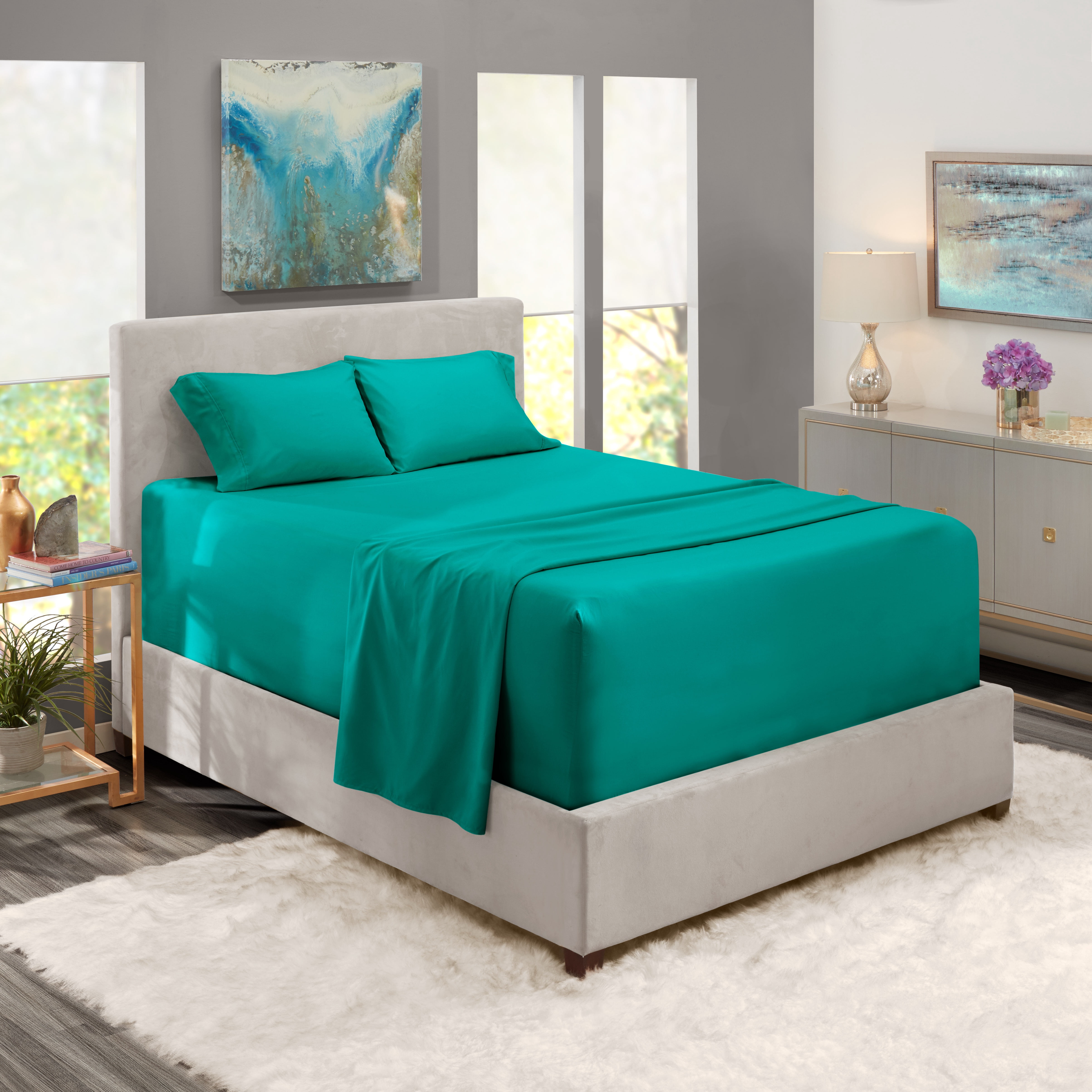 LammaLoe Extra Deep Pocket Full Sheets Set, 4 Piece, Fits 18"-24" Mattress, Breathable & Extra Soft Bed Sheets, Teal