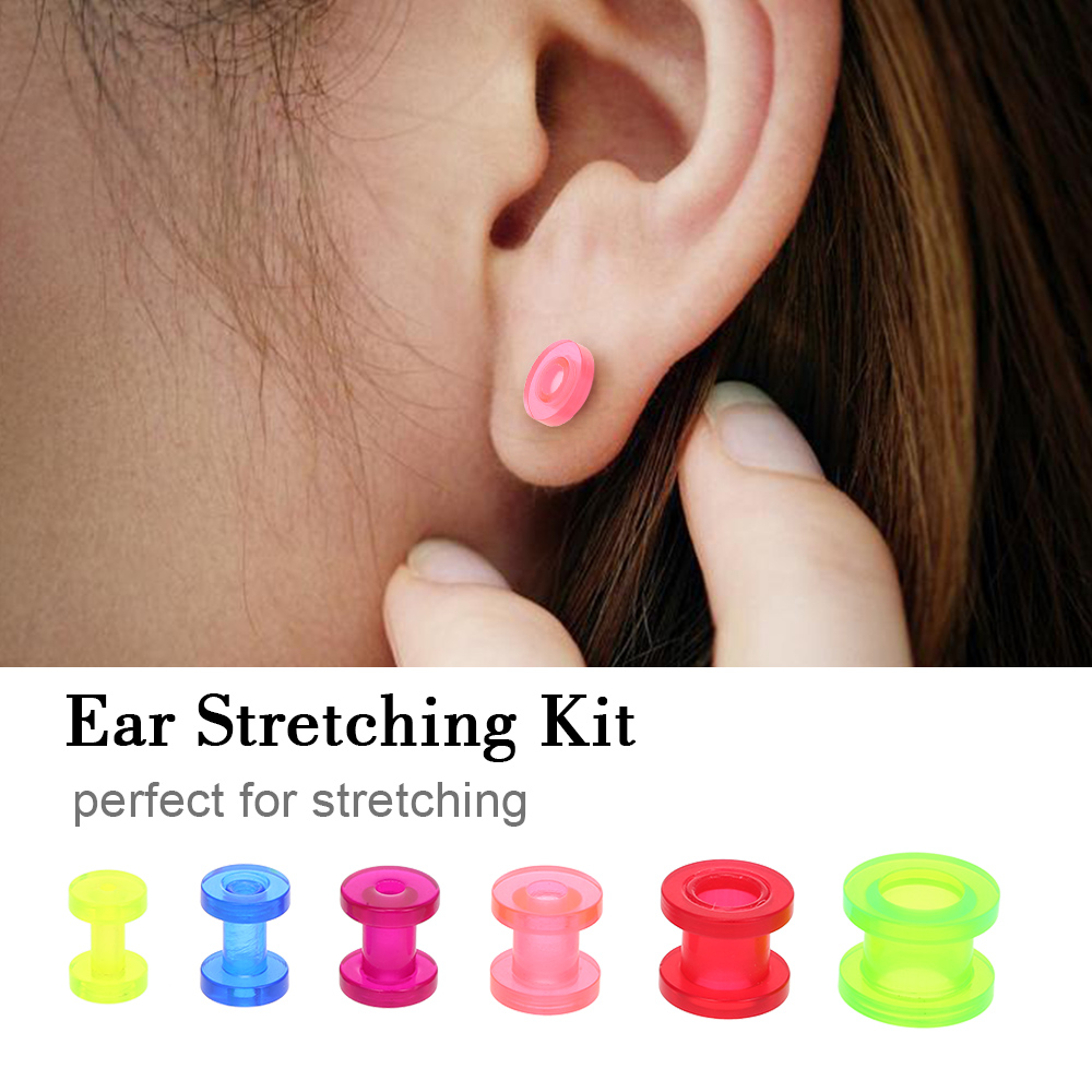 Arardo 5 Pair Stone Heart Shape Ear Plugs Tunnels Gauges Stretcher Piercings