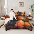 thumbnail image 4 of Castle Fairy Safari Deer 3-Piece Full Size Comforter Sets for Teens Boys Men,Autumn Sunset Bedding Comforter Set,Woodland Animal Lightweight Bedding Sets,Microfiber Bedroom Decor, 4 of 8