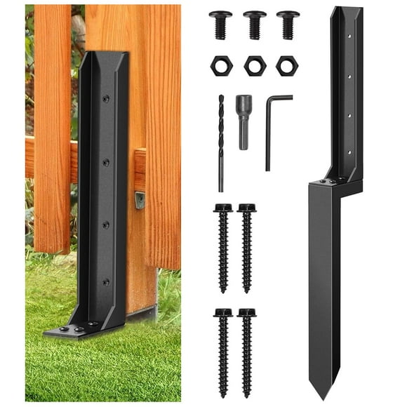 Heavy Duty Fence Post Repair Stakes, Steel Fence Post Repair Kit with Nails, Drill, Garden Fence Ground Spike for Reinforcement