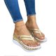 thumbnail image 1 of Women Thongs Slippers Casual Bulky Platform Sandals PU Flat Heel Slide Shoes, 1 of 3
