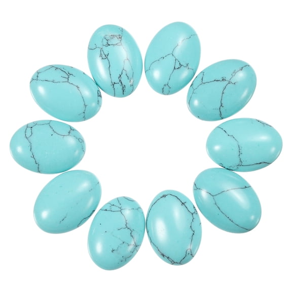 Uxcell Turquoise Flat Oval Stone 18mm x 13mm Flat Back Crystal Stone Beads 10Pack