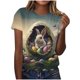 thumbnail image 2 of Haivin Women's Pullover Round Neck T-Shirt Casual Lightweight Shirt Fashionable and Cute Letter Printed Short Sleeved Shirt, 2 of 5