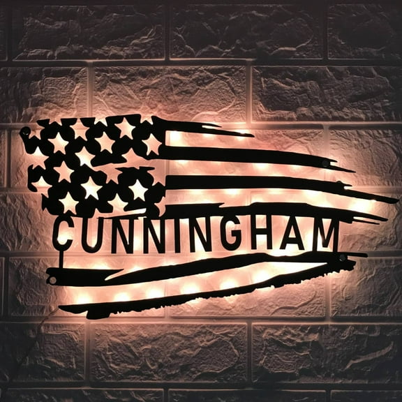 Handmadetneonsign Custom Distressed USA Flag Metal Wall Art LED Light - Personalized American Flag