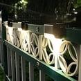 thumbnail image 4 of Paquete de 4 luces solares para cubierta, luces LED solares para escalones, lámpara solar impermeable, iluminación exterior para escaleras, terrazas, patios, (negro-blanco cálido), 4 of 5