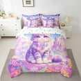 thumbnail image 2 of Erosebridal Kawaii Cat Bedding Twin Size, Bohomian Flower Bedding Sets Twin Size, Dreamy Cartoon Reversible Bed Set, Microfiber Room Decor, 7 Pieces, 2 of 6