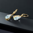 thumbnail image 4 of Gem Stone King 18K Yellow Gold Plated Silver Sky Blue Topaz and Lab Grown Diamond Dangle Earrings for Women | 6.74 Cttw | Gemstone November Birthstone | Oval 10X8MM, 4 of 4
