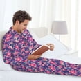thumbnail image 6 of Honeii cool Skull flower colorful Pattern Mens Pajamas Set,2pcs Men's Lounge Long Sleeve Sleep Shirt and Pajama Bottoms Sleepwear Set,Mens Pjs Sets-XX-Large, 6 of 7