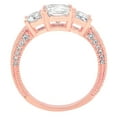 thumbnail image 2 of 3.61 ct Emerald Cut Moissanite 3 Stone 14K Rose Gold Womens Engagement Ring, 2 of 6