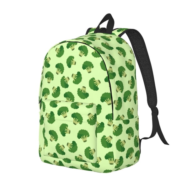 Disketp Broccoli Vegetables print Canvas Backpack Lightweight Travel Daypack Student Rucksack Laptop Backpack-Small
