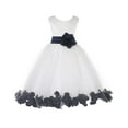 thumbnail image 2 of Ekidsbridal Girl Bridesmaid Flower Girl Dress - Ivory Flower Petals Dress with Bow Sash 302T-A (Size: S-16), 2 of 3