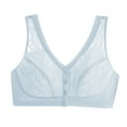 thumbnail image 2 of Amidoa Blue Bras for Older Women Lace Front-Close Wire-Free Nursing Embroidered Bra Brasiers Women 85B, 2 of 6