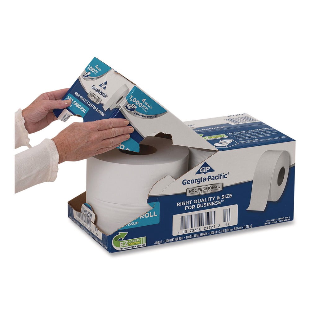 Georgia Pacific Professional 2172114 3.5 in. x 1000 ft. 2-Ply Septic Safe Jumbo Bathroom Tissue - White (4/Carton)