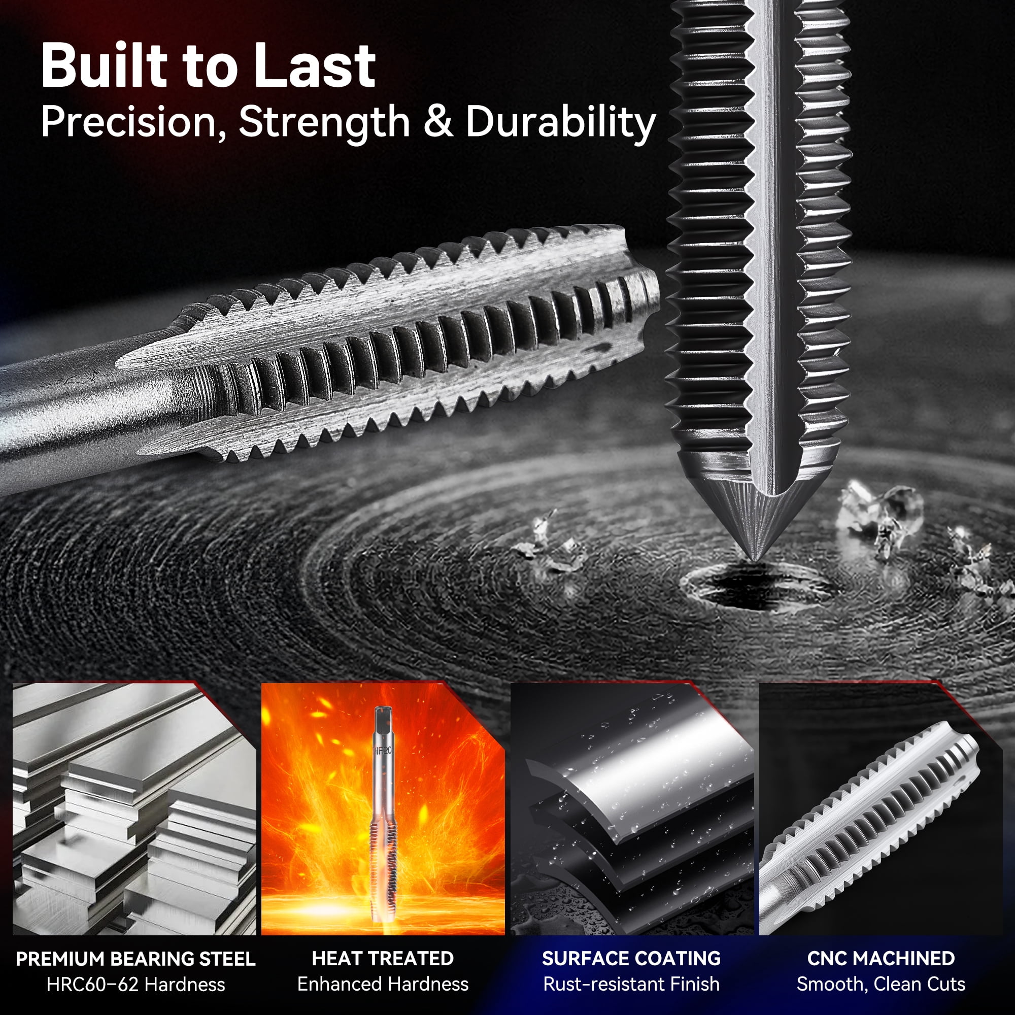 KOOPOOL 80-Piece Professional Tap and Die Set, SAE and Metric Threading Tool Kit for Internal & External Thread Repair (NC/NF/NPT Compatible)