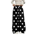 thumbnail image 3 of Palazzo Pajama Pants Women Baggy Wide Leg Fleece Pj Bottoms Soft Fluffy Polka Dot Pajama Pants 2025 Fashion Fall Winter High Waisted Trousers Black XL, 3 of 5