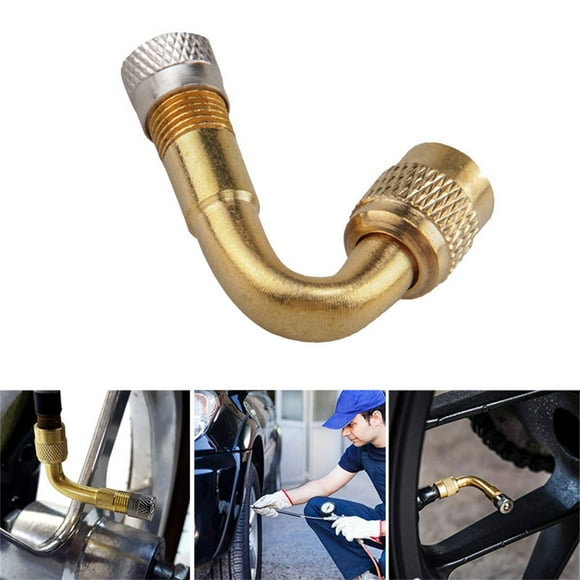 Xihbxyly Adaptador de Latón para Extensión de Neumáticos, Diseño de Ángulo de 90°, Núcleo de Válvula Integrado, Ajuste Universal para Bicicletas, Motocicletas, Remolques y Cochecitos, Solución de Bom