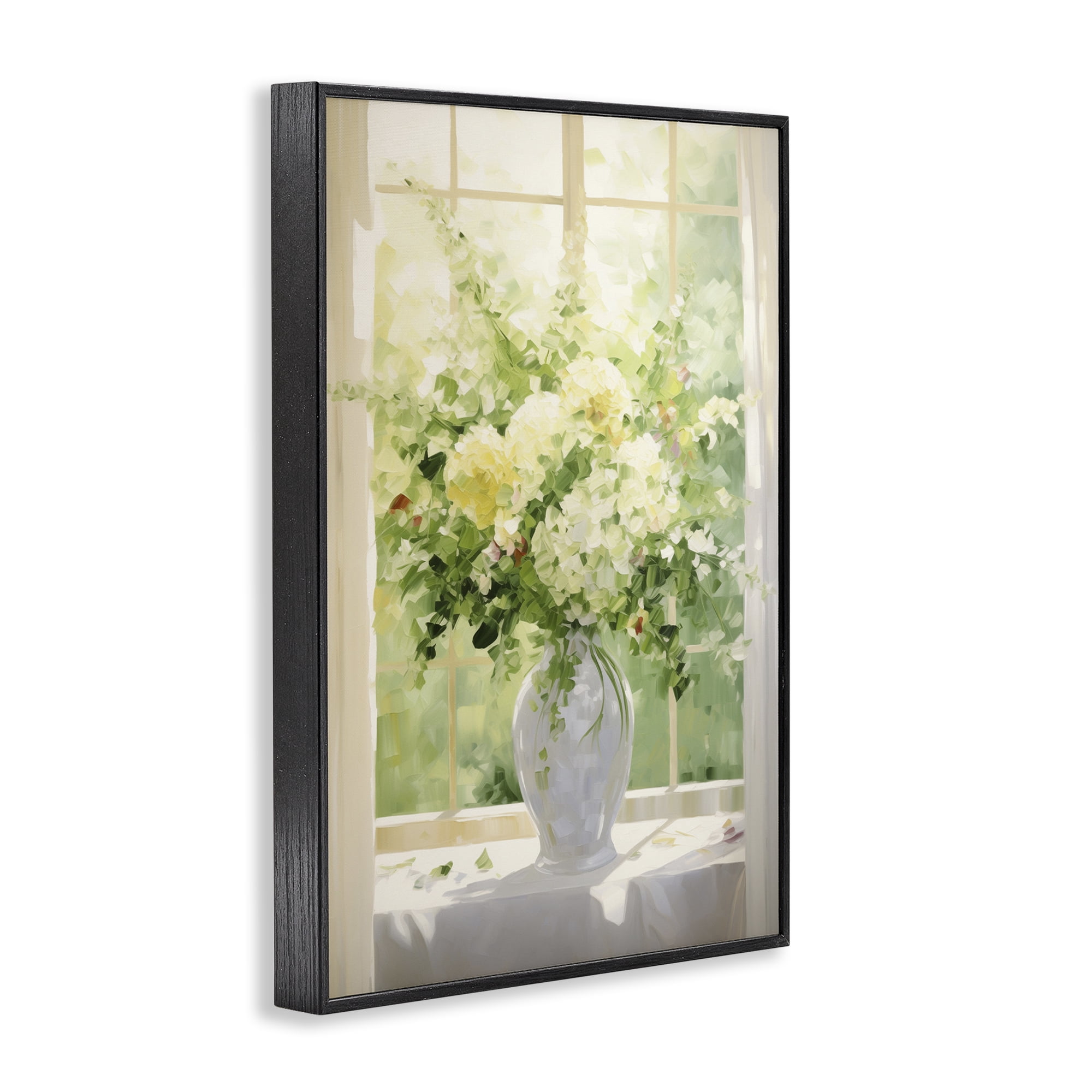 Stupell Industries Flower Arrangement in Window Botanical & Floral Painting Black Framed Art Print Wall Art, 16 x 24