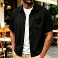 thumbnail image 2 of LODIENY Adjustable Short Sleeve Button Down Shirts for Men with Pocket Collared Basic Casual Summer Beach Shirt Black XXXL, 2 of 7