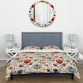 thumbnail image 3 of Designart "Nordic Simplicity In Red Florals" Floral Bedding Covert Set - Cottage Bed Set With 1 Sham, 3 of 5