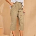 thumbnail image 3 of Zuesphe Khakis Pants for Women Stretch Capri Pants for Women Dressy Casual Womens Flowy Pants Cropped Womens Cargo Pants with Pockets, 3 of 6