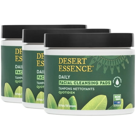 Desert Essence Cleansing Pads, Tea Tree, 50 Pads - 3 Pack
