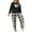 ZA-Black-women fall winter warm pajamas, variant on Plus Size Pajamas for Women Set Cotton Loungewear 2 Piece Long Sleeve Graphic Tees Palid Sleep Pants Soft Comzy Sleepwear