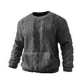 thumbnail image 5 of LNWUY Men's Slim Fit Crewneck Pullover Sweater Winter Casual Chunky Cable Knit Comfort Textured Long Sleeve Sweaters Gray XXXL, 5 of 6