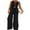 Black, variant on Women 2 Piece Casual Outfits Sleeveless Tie Front Peplumn Tops Wide Leg Pants Sets Streetwear for Vacation