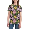 thumbnail image 3 of Wukai Colorful Roses Youth Unisex Short Sleeve T-Shirt for Boys, Girls, Teens, and Kids-X-Small, 3 of 7