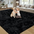 thumbnail image 3 of Ultra Fluffy Shag Black Rugs - 8x10 Area Rug for Living Room, Bedroom, Kids Nursery, Office, Dorm, Modern Decor, 3 of 8