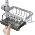 thumbnail image 1 of Kitchen Sink Faucet Organizer, New Sponge Holder for Kitchen Sink, Sink Organizer Rack for Kitchen, Multifunction Organizer Rack, for Bathroom, Scrubbers, Faucet, Soap (Silver, Install on The Right), 1 of 1