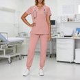thumbnail image 6 of Fengactive Scrubs For Women Set V-Neck Top & Pants Medical Scrubs Nurse Uniform Clinical Modern Suit with Pockets, 6 of 9