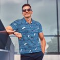 thumbnail image 4 of Fotbe Sharks on White Blue Striped Camiseta Polo de Golf para Hombre con Estampado – Camisa Deportiva Transpirable con Cuello Abotonado-X-Large, 4 of 6