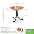 thumbnail image 3 of Achla Designs 14"W Round Satin Copper Hammered Solid Birdbath w/ Black Wrought Iron Tripod Stand, 3 of 5