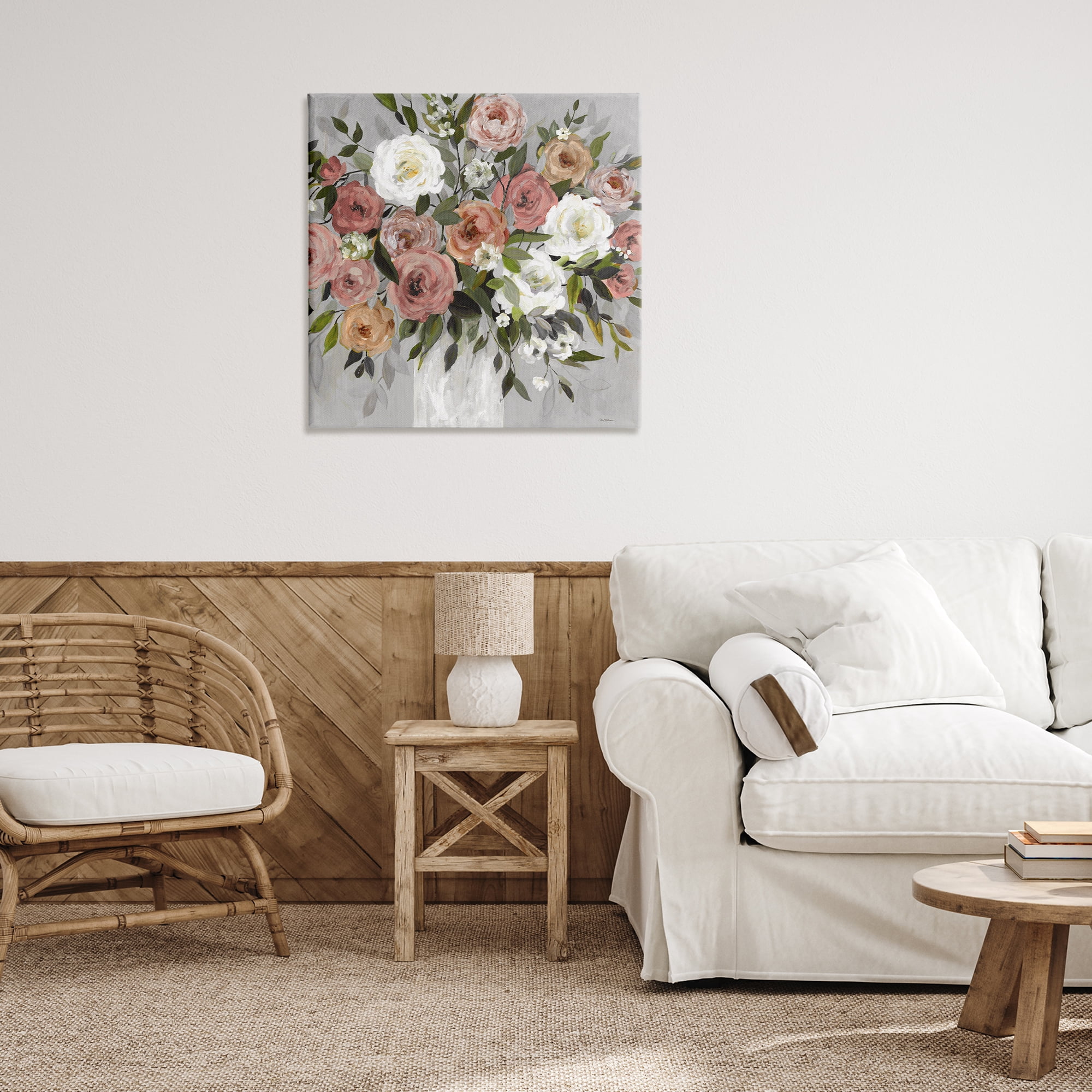 Stupell Industries Varied Roses Bouquet Plants & Flowers Painting Wrapped Canvas Art Print Wall Art, 30 x 30