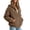 A Brown, variant on Women's Solid Color Long Sleeved Plush Hooded Zipper With Pocket Loose Casual Jacket 2026 Navy S