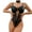 Black, variant on Ladies Black Mesh Leather Splicing Ladies Sexy Transparent Sexy Nightdress Zipper Bodysuit Black Bra And PantiesBra And PantiesPajama For Women