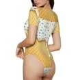 thumbnail image 3 of Haiem White Ice Cream Women's Crew Neck Short Sleeve Bodysuit Tops Stretchy Slim Basic-Large, 3 of 9