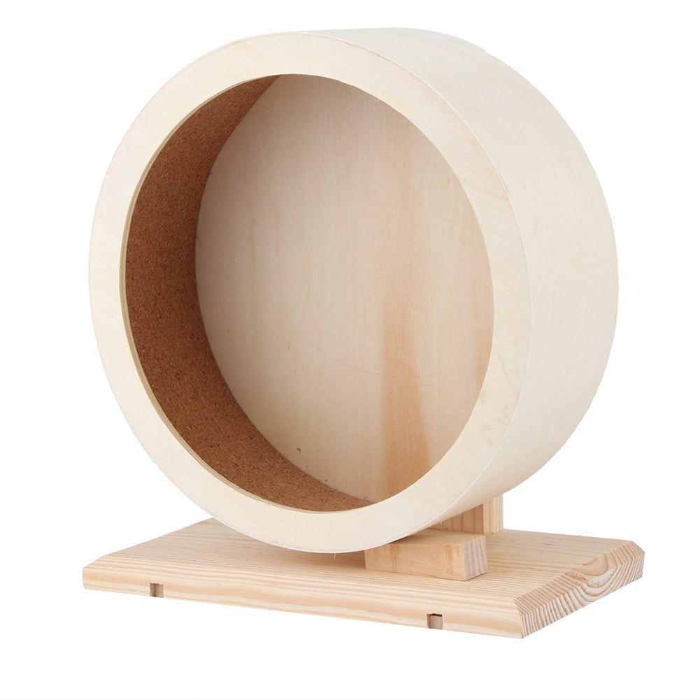 YAHHU Small Wooden Hamster Exercise Wheel Silent Running Toy for Dwarf Hamsters Gerbils Mice Natural Wood Spinner Activity Center Pet Cage Accessories (7.08 inches / 18 cm)