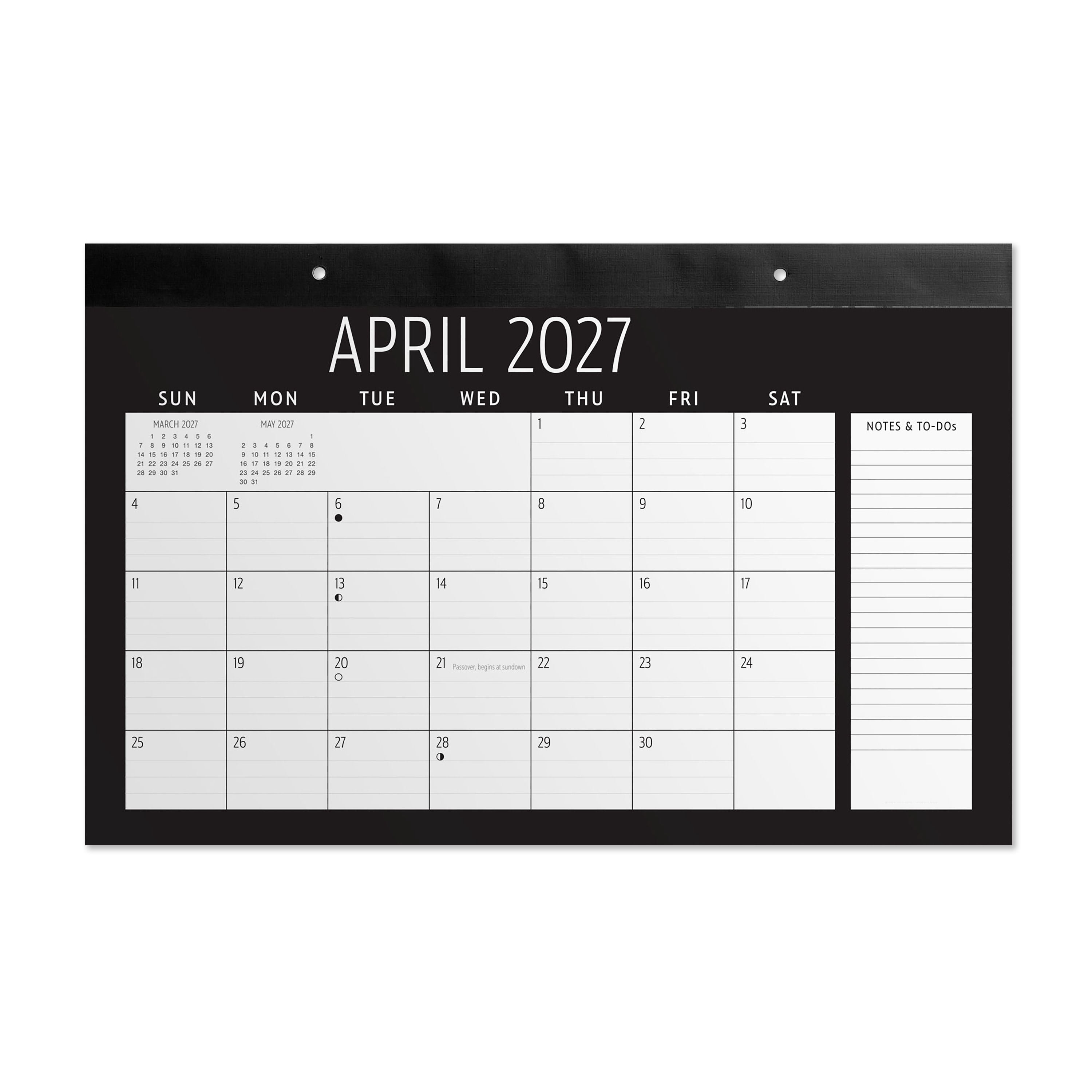 Pen+Gear 2027 Black Desk Pad Calendar 17x11 January-December