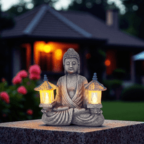 Outdoor Decor Zen Figurine Statue with Solar Lights, Zen Sculpture for Patio Yard Garden Decoration, Mother's Day Gift