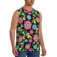 thumbnail image 2 of Bingfone Vector Mexican Otomi Style Bright Pattern Men's Tank Tops Workout Sleeveless Tee Shirts Running Beach Tanks for Men-3X-Large, 2 of 7