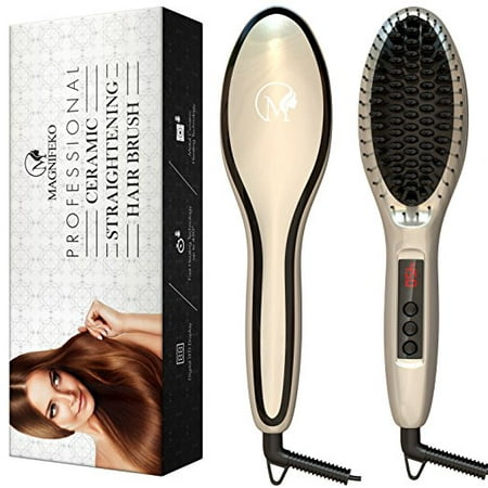 Magnifeko Hair straightening Brush Professional Comb Ceramic straighter for hair styling (Best Straightening Brush For Curly Hair)